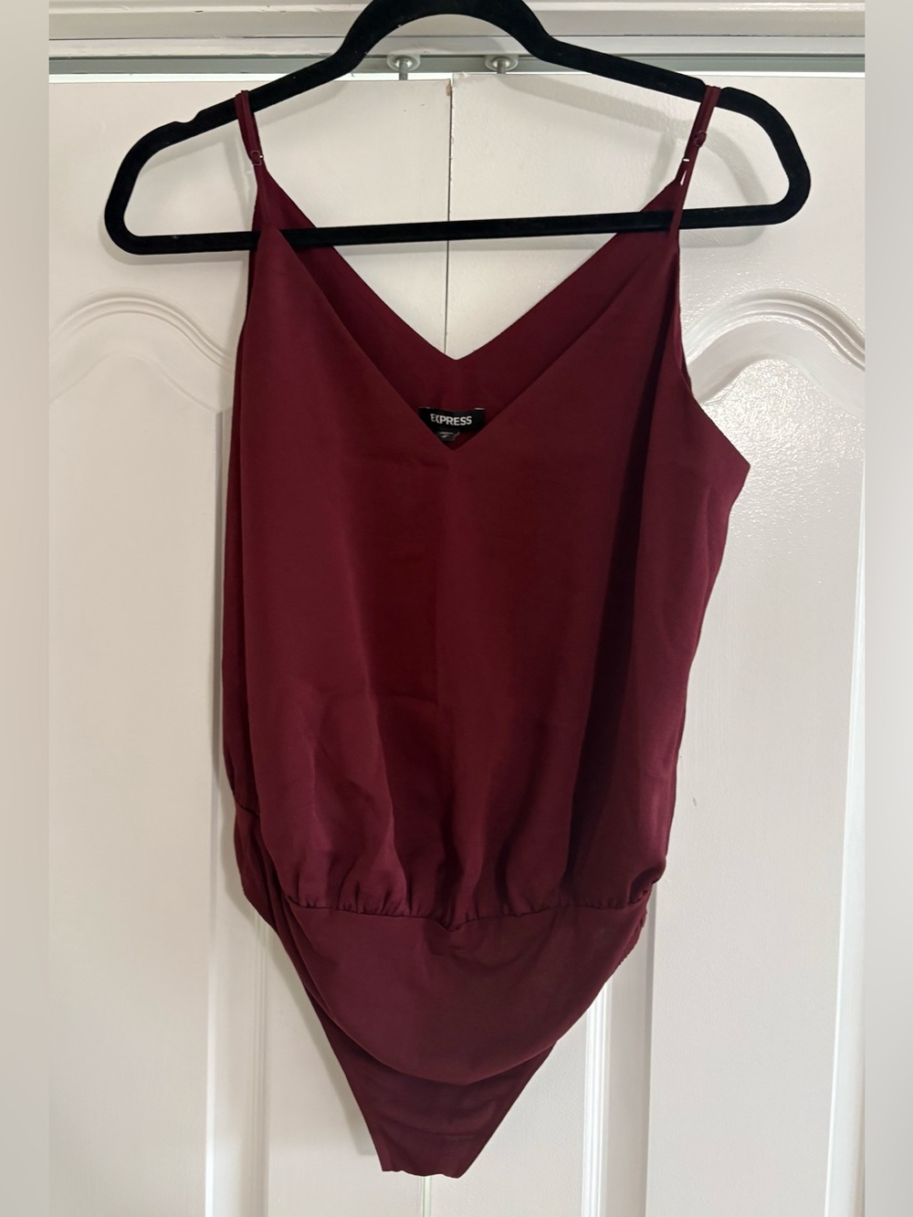 Express Burgundy V-Neck Sleeveless Bodysuit